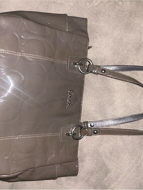 Coach grey Patent Leather Embossed Tote